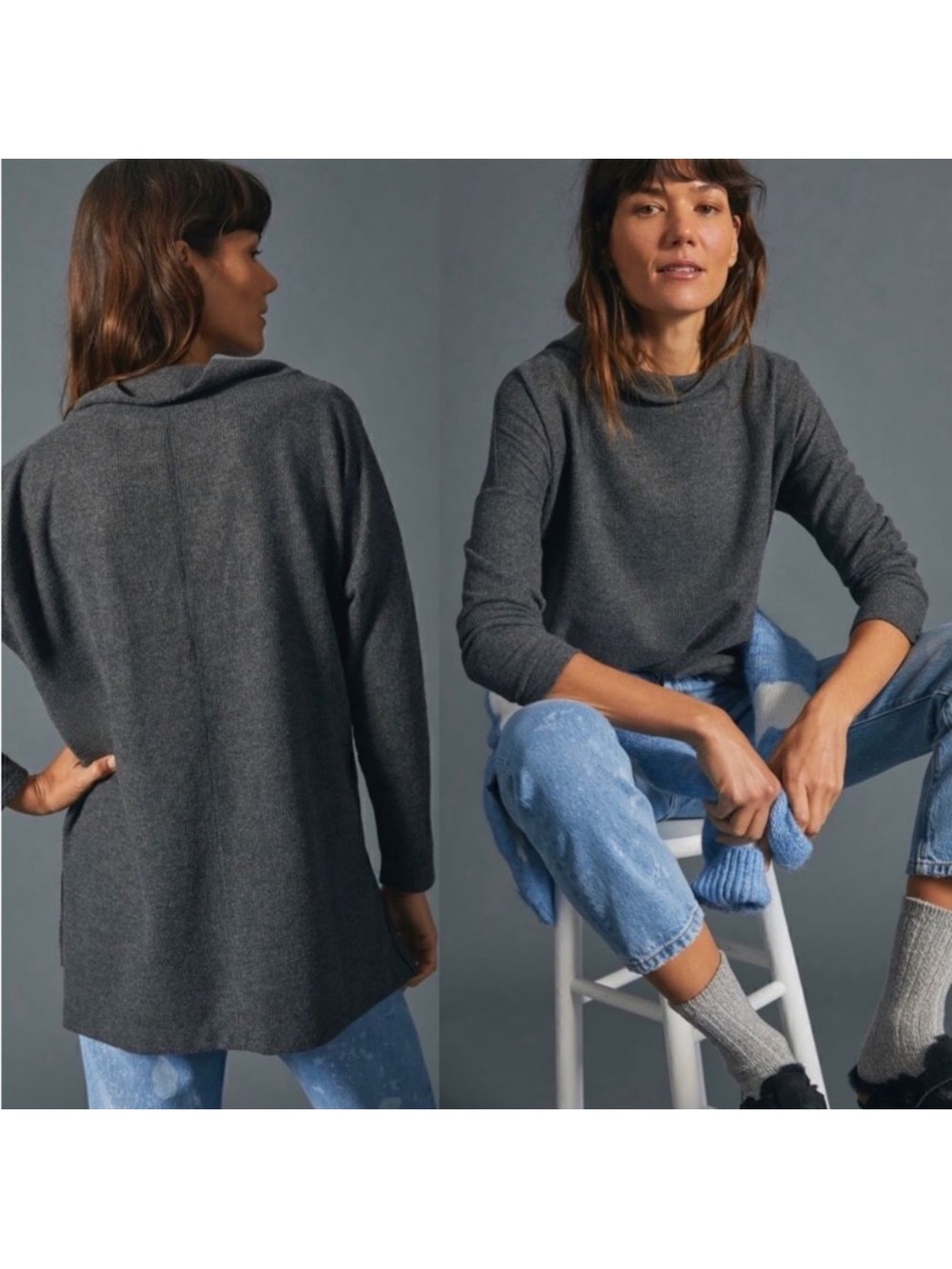 Anthropologie Theresa Tunic Top in Carbon